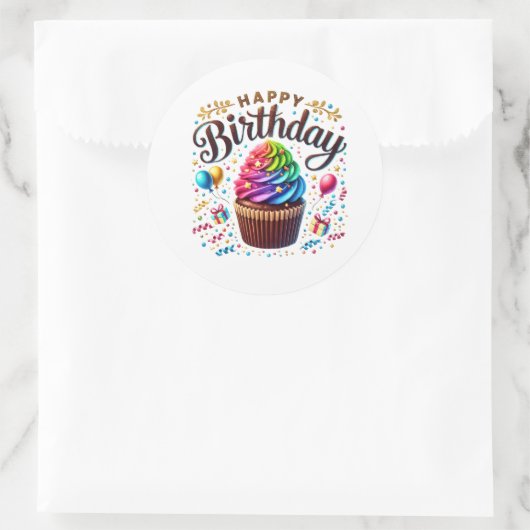 Autocollants d'anniversaire Cupcake (Sac)