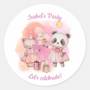 Autocollants d'anniversaire d'animaux pastel migno