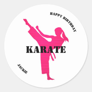 Autocollants d'anniversaire de fille de karaté