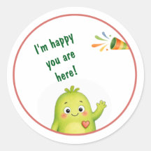 Autocollants d'anniversaire de monstre vert mignon