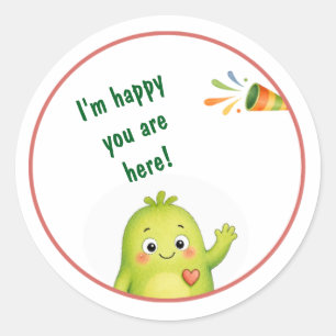 Autocollants d'anniversaire de monstre vert mignon
