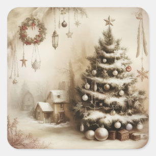 Autocollants d'arbre de Noël vintage