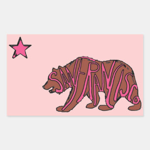 Autocollants d'art d'ours rose San Francisco Calif