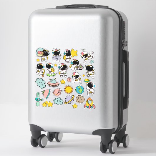 Autocollants d'astronaute mignons dans l'espace (Sur valise)