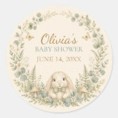 Autocollants de Baby Shower de Lapin de Forêt (Devant)