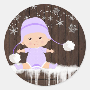 Autocollants de Baby Shower Flocon de Neige Violet