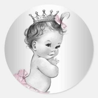Autocollants de Baby Shower Rose Vintage Princesse