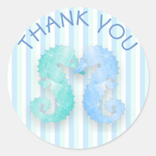 Autocollants de baiser d'hippocampes de vert bleu