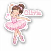 Autocollants de ballerine rose personnalisés (Devant)