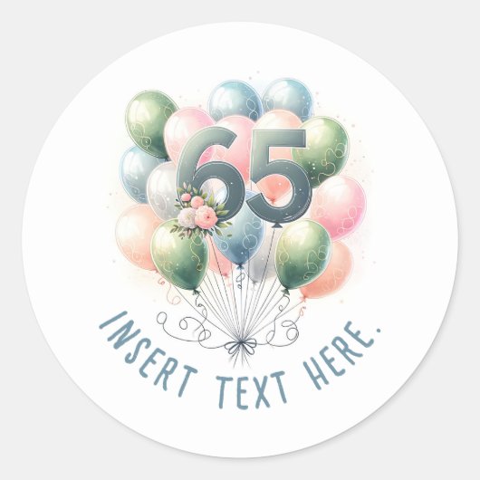 Autocollants de ballons pour 65e anniversaire pers (Devant)