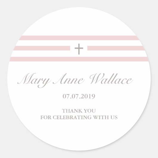 Autocollants de baptême rose (Devant)