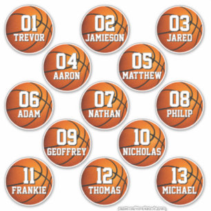 autocollants de basketball personnalisés pour 13 g