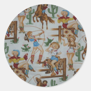 Autocollants de blanc de cow-girls de rodéo