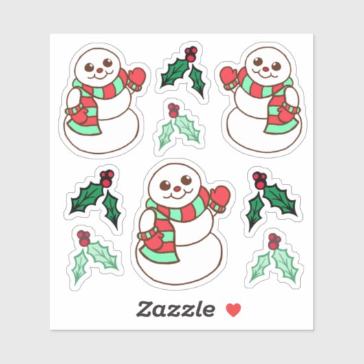 Autocollants de bonhomme de neige de Noël (Feuille)
