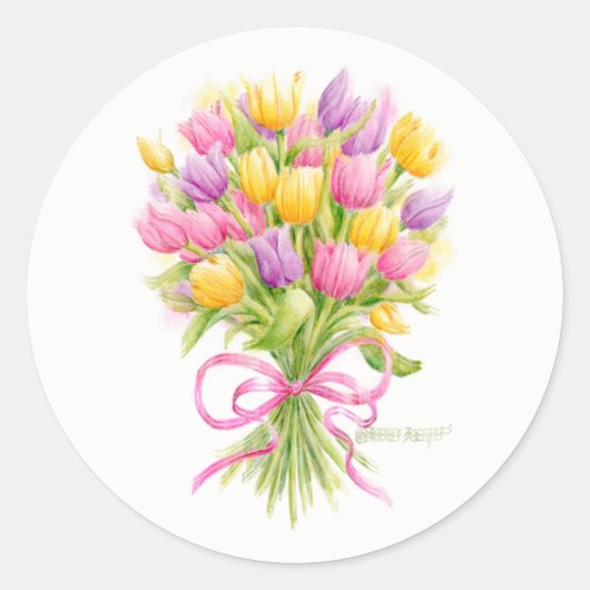 Autocollants de bouquet de tulipes printanières (Devant)