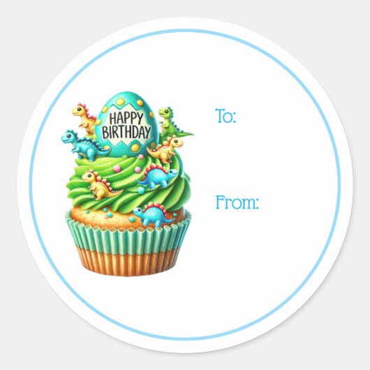 Autocollants de cadeau de cupcake Joyeux Anniversa (Devant)