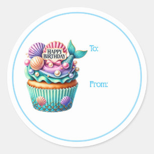 Autocollants de cadeau de cupcake Joyeux Anniversa