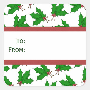 Autocollants de cadeau de houx de Noël