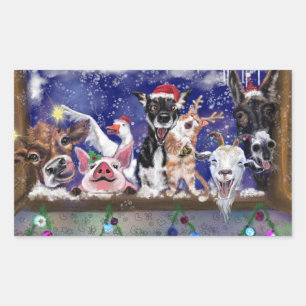 Autocollants de cadeau de Noël d'animaux de ferme