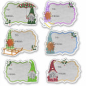 Autocollants de cadeau de Noël de Gnome Mignon (Devant)