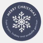 Autocollants de cadeaux de Noël Navy Winter Snowfl (Devant)