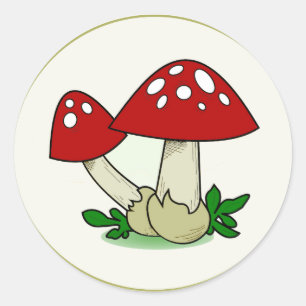 Autocollants de champignons casquettes rouges