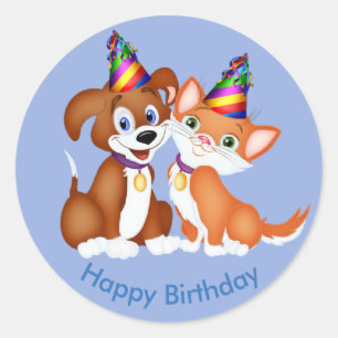 Autocollants de chat et de chien d'anniversaire