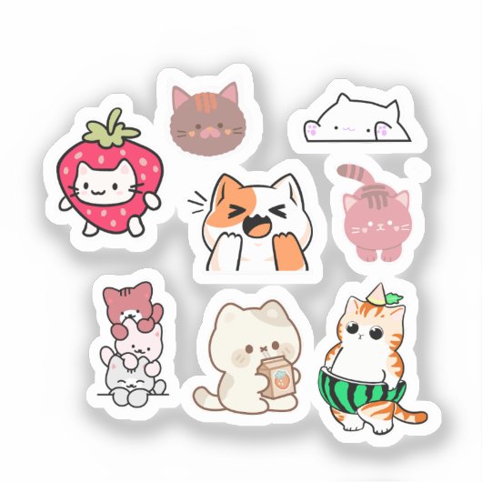Autocollants de chat mignons – Collection d'autoco (Recto)