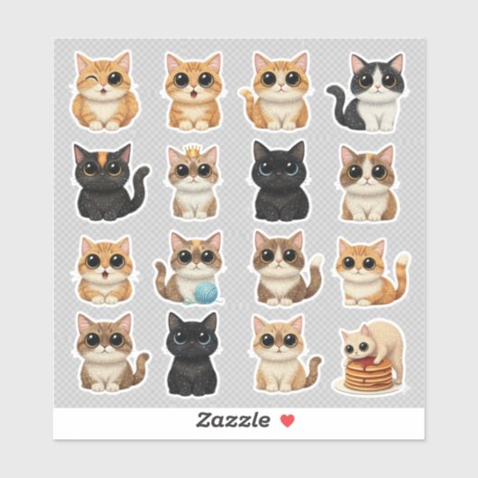 Autocollants de chat mignons drôles  (Feuille)
