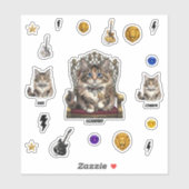 Autocollants de chat royal - Communs, Rares, Légen (Feuille)