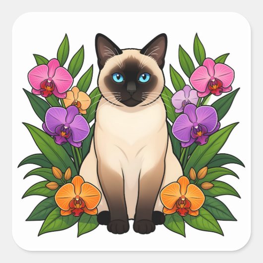 autocollants de chat siamois tropical (Devant)