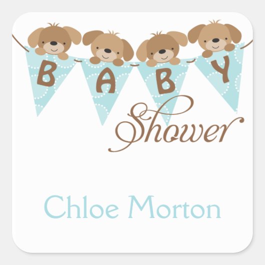 Autocollants de chiot en baby shower doux (Devant)