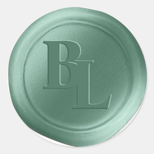 Autocollants de cire à double monogramme vert mous (Devant)