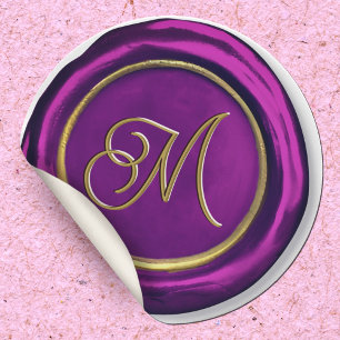 Autocollants de cire Monogramme Purple Et Or Moder