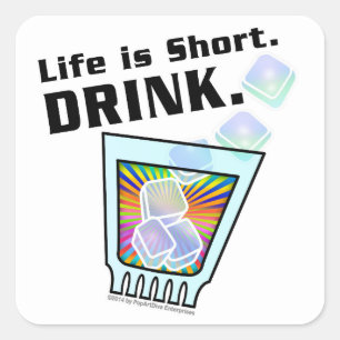 Autocollants de COCKTAIL La vie est courte. BOIS.