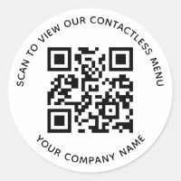 Autocollants de code QR de menu ronds nom de socié