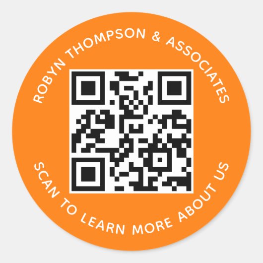 Autocollants de code QR orange personnalisés nom d (Devant)