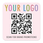 Autocollants de code QR rose Logo de l'entreprise 