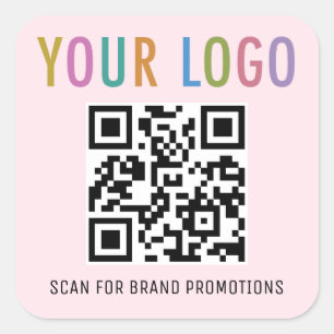 Autocollants de code QR rose Logo de l'entreprise
