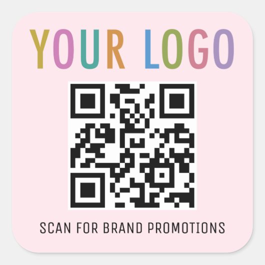 Autocollants de code QR rose Logo de l'entreprise  (Devant)