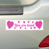 Autocollants de coeurs roses sur fond blanc Vous ê (En voiture)