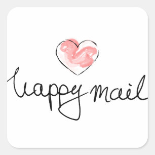 autocollants de commerce carré de courrier heureux