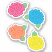 Autocollants de contour de roses néon (Devant)