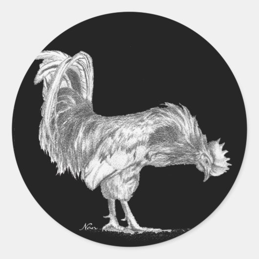Autocollants de coq noir et blanc (Devant)