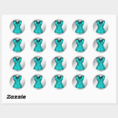 Autocollants de corset bleu sarcelle élégant (Feuille)
