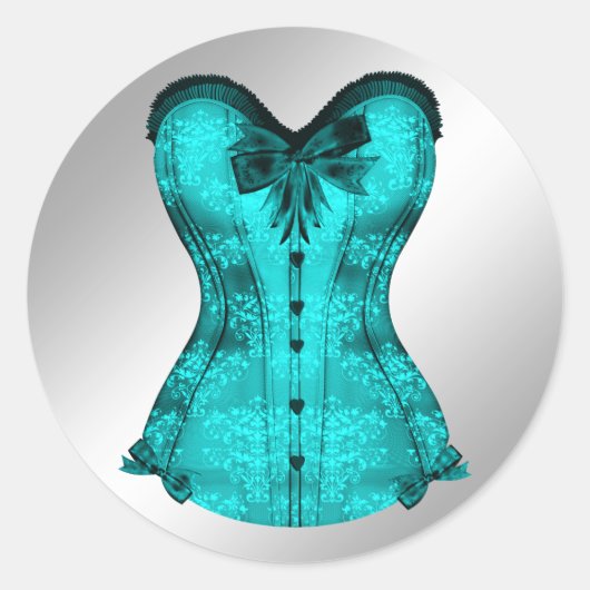 Autocollants de corset bleu sarcelle élégant (Devant)