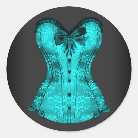 Autocollants de corset bleu sarcelle élégant (Devant)