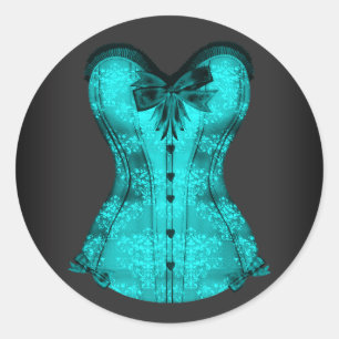 Autocollants de corset bleu sarcelle élégant