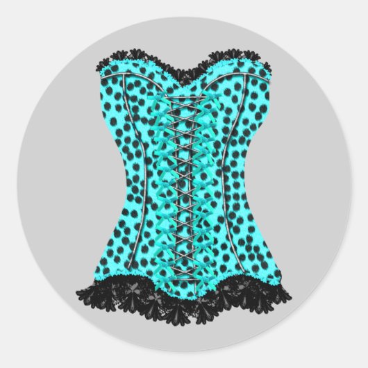 Autocollants de corset élégant bleu sarcelle léopa (Devant)