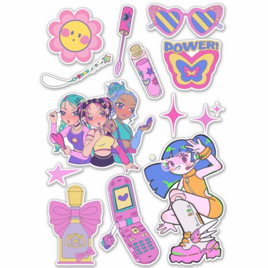 Autocollants de coupure de baiser y2k esthétiques (Devant)